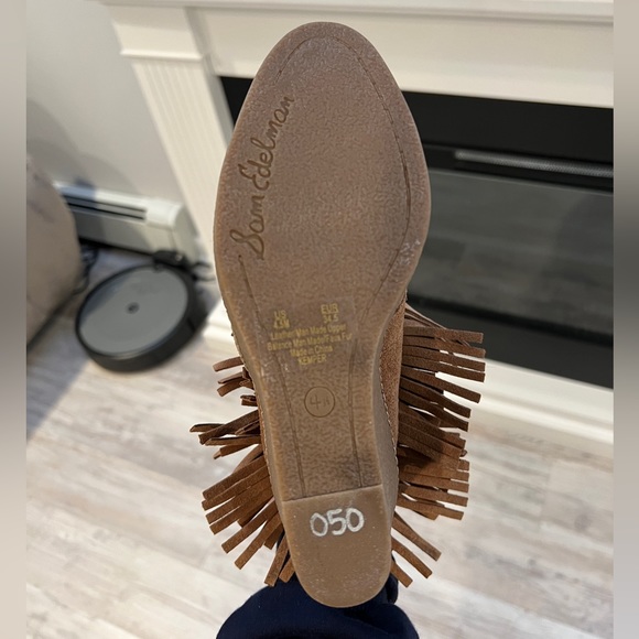 Sam Edelman Kemper Brown Suede Fringe Wedge Platform Ankle Boots - Picture 5 of 9